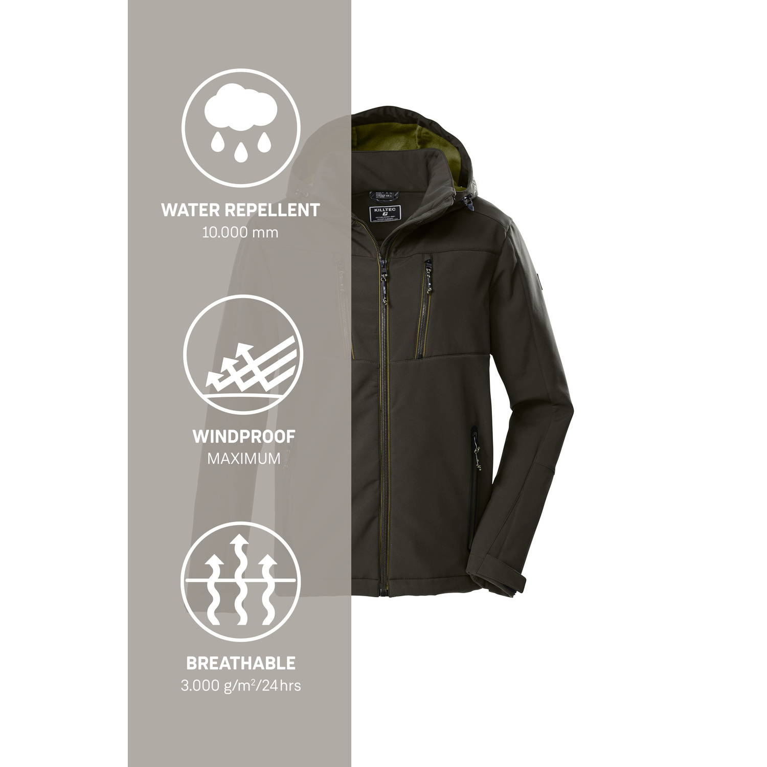 Herren killtec Dunkeloliv KOW 79 MN SFTSHLL JCKT 00756 4XL Funktionsjacke