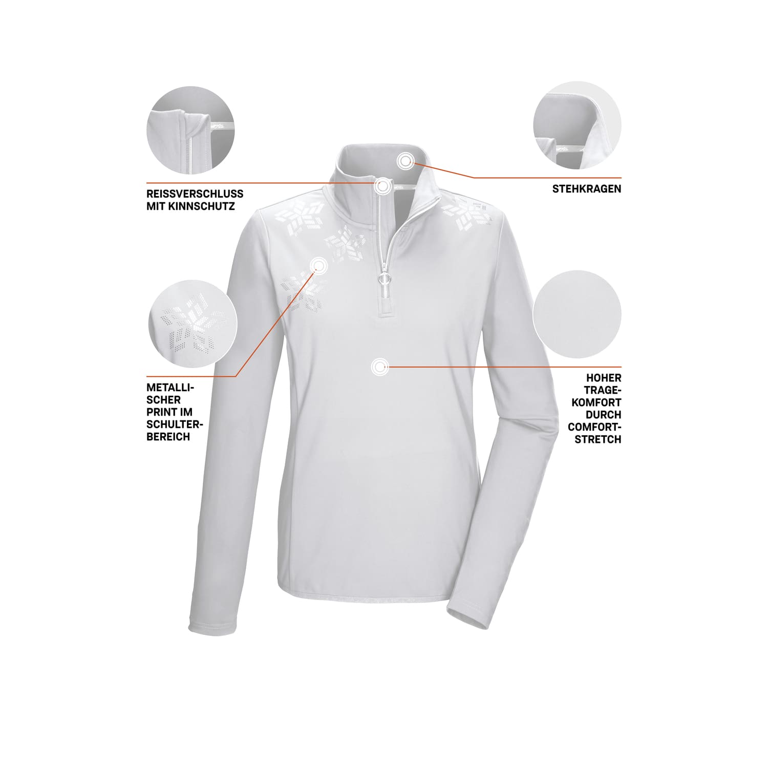 Damen killtec Weiß KSW 110 WMN LS SHRT 00101 50 Shirt