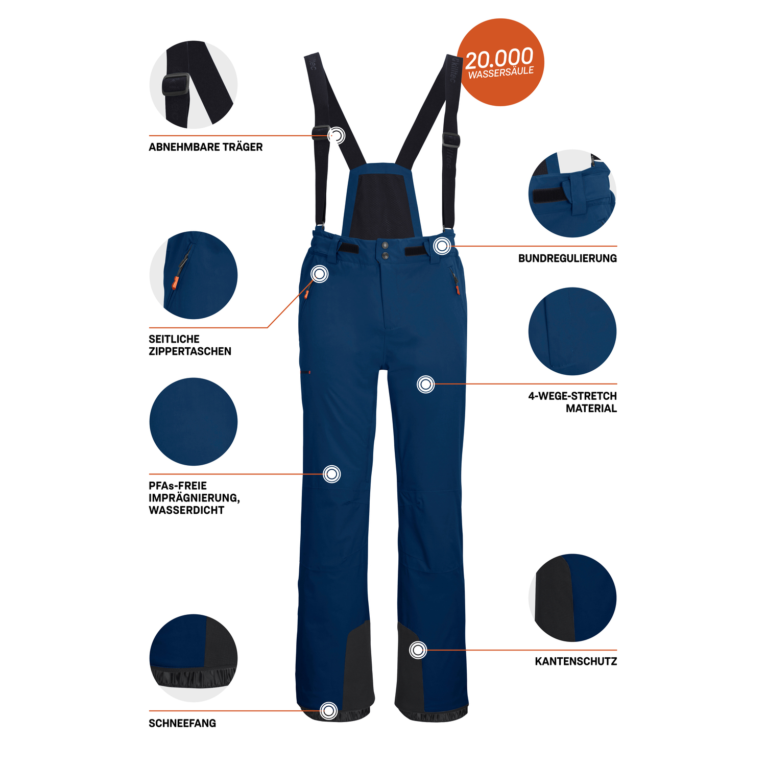 Herren killtec Petrol KSW 52 MN SKI PNTS 00836 4XL Hose