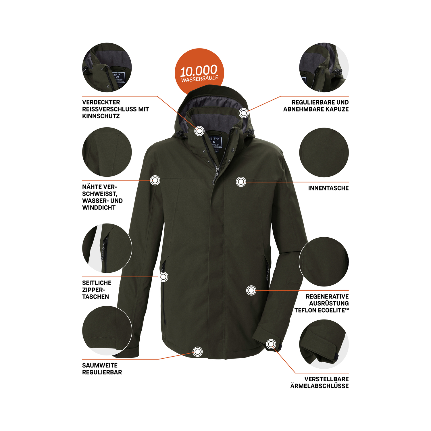 Herren killtec Dunkeloliv