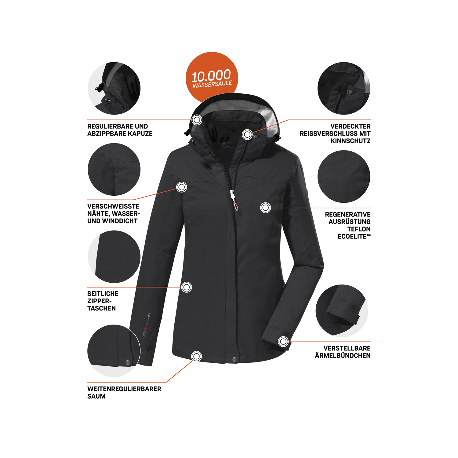 Damen killtec Schwarz KOS 133 WMN JCKT 00200 54 Funktionsjacke