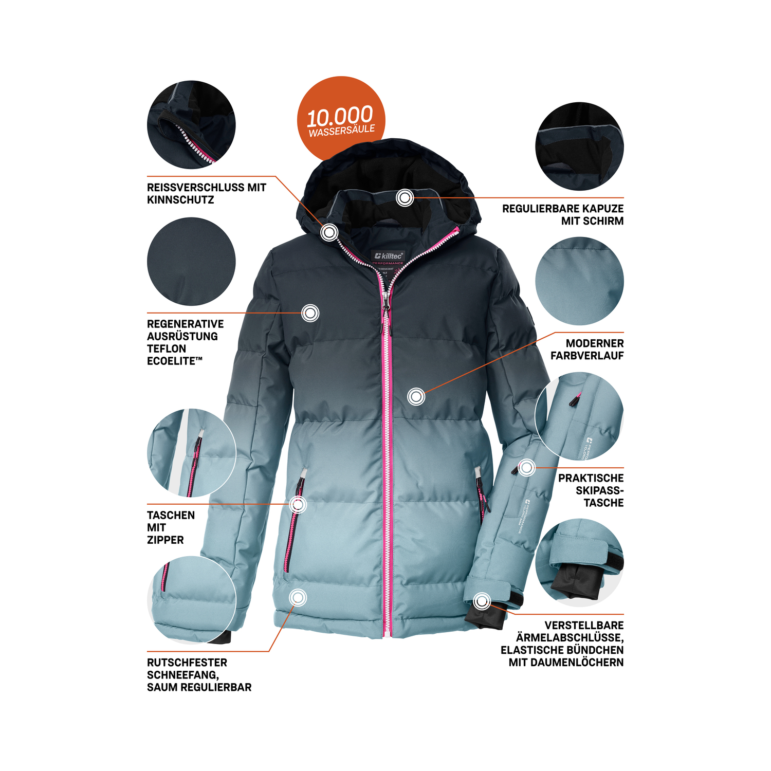 Kinder Mädchen killtec Hellblau KSW 330 GRLS SKI QLTD JCKT 00661 176 Funktionsjacke