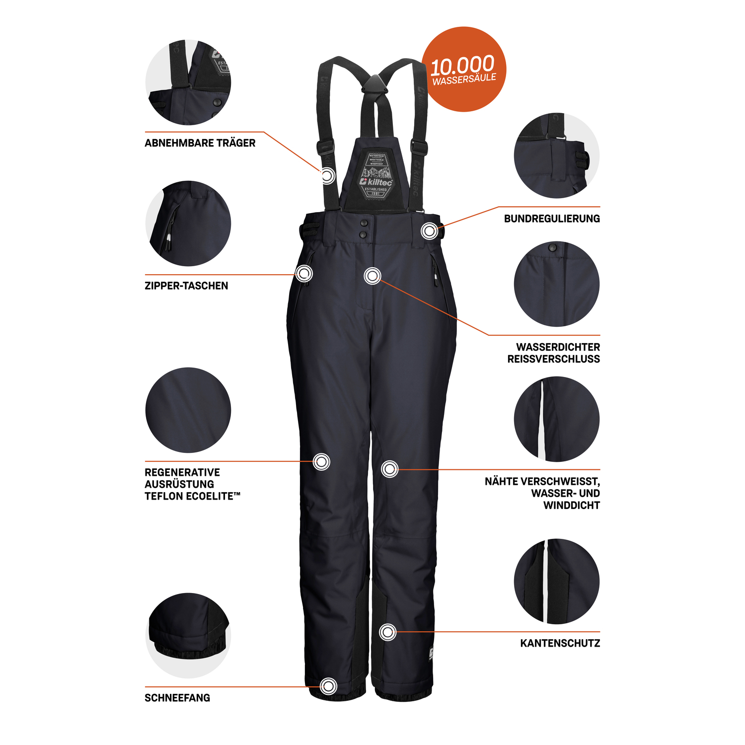 Kinder killtec Schwarz KSW 213 GRLS SKI PNTS 00269 176 Latzhose