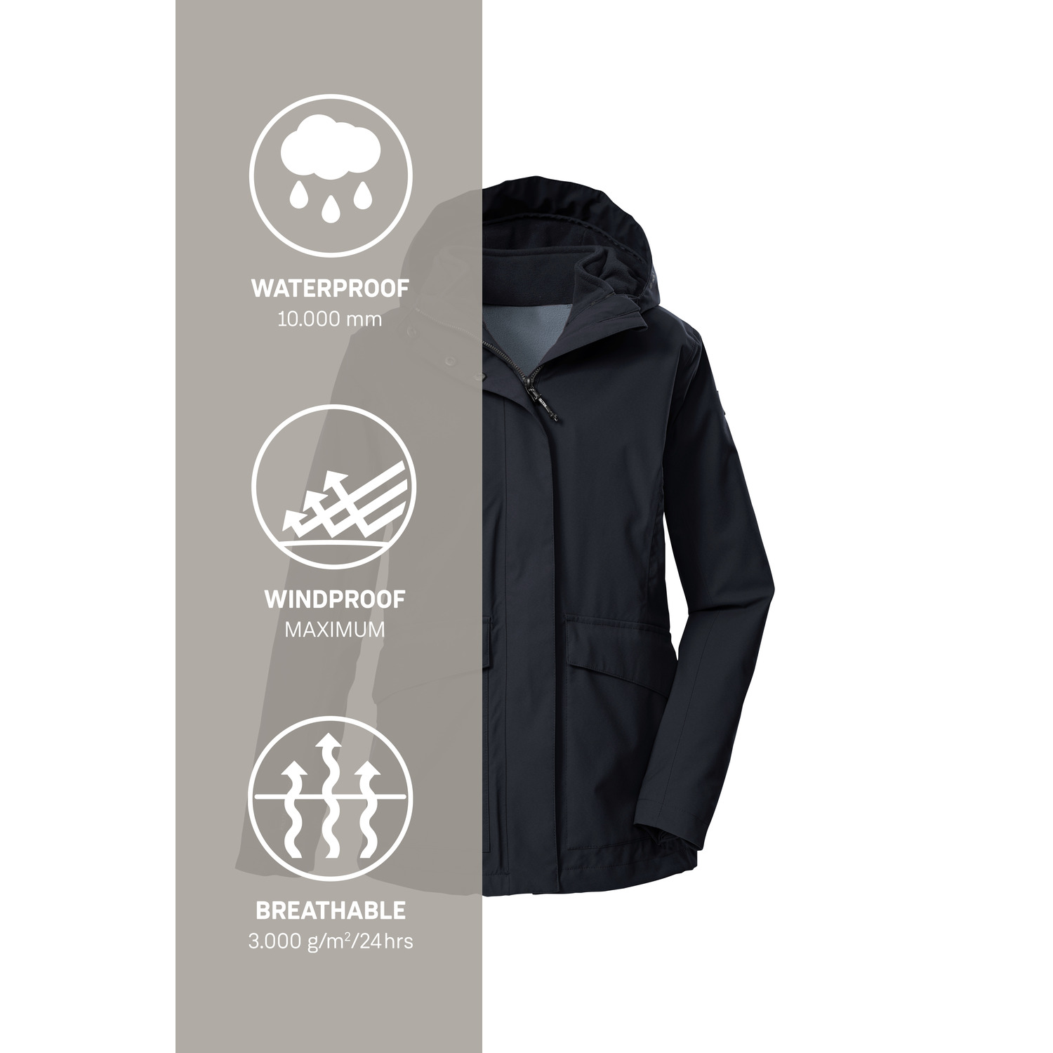 Damen killtec killtec Schwarz KOW 189 WMN JCKT 00269 50 Doppeljacke