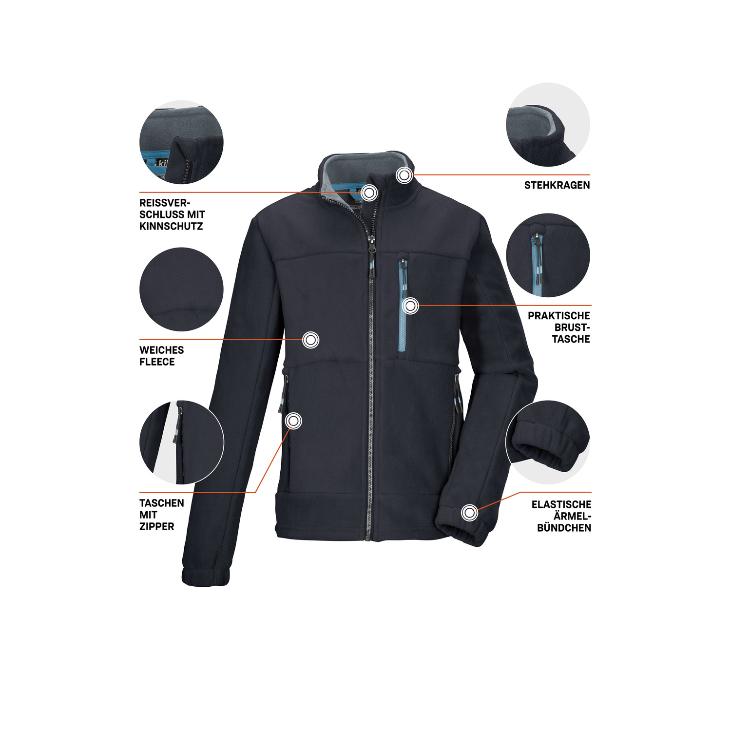 Kinder killtec Schwarz KOW 225 BYS FLC JCKT Unterjacke
