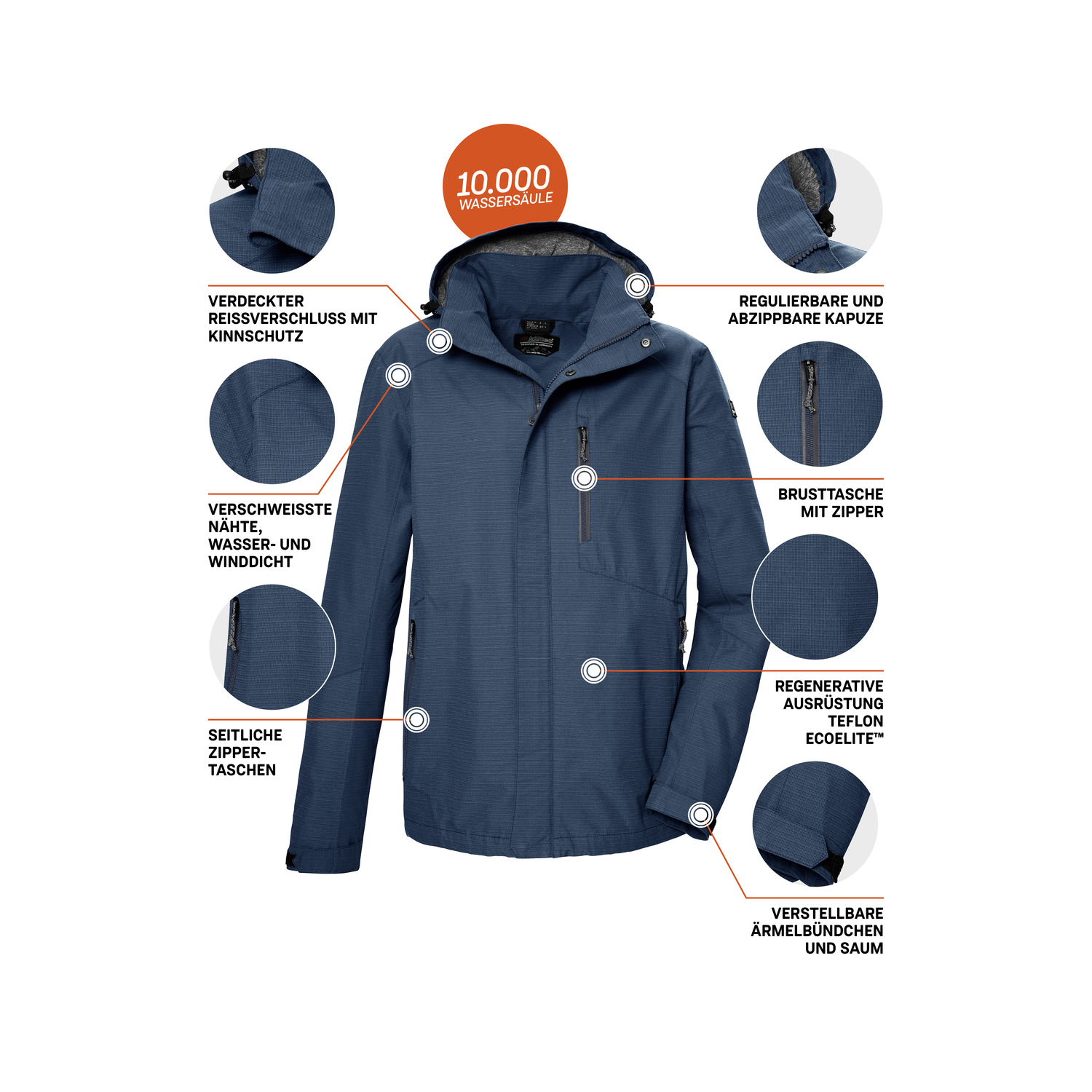 Herren killtec Blau KOS 256 MN JCKT_CARLEB 00520 4XL Funktionsjacke