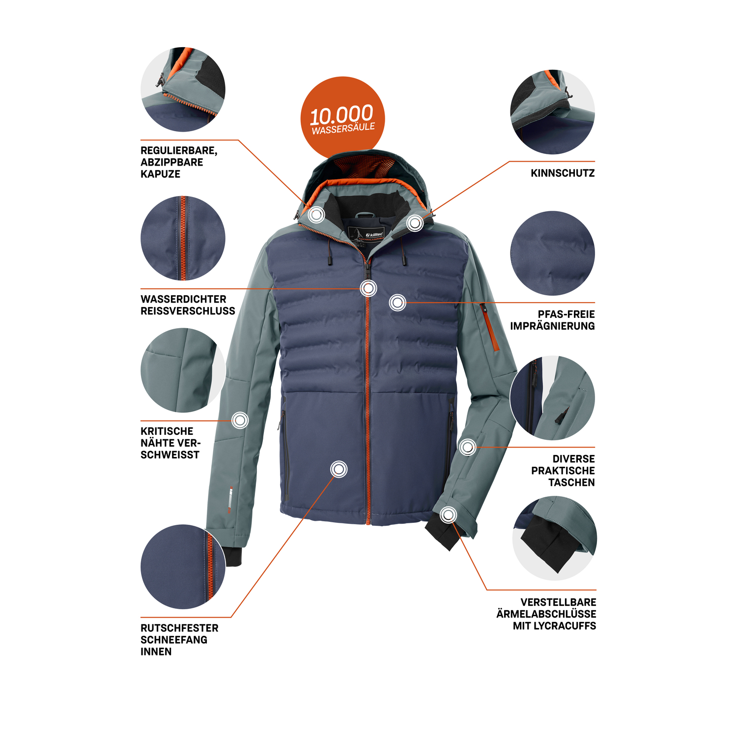 Herren killtec Blau KSW 72 MN SKI JCKT 00830 4XL Funktionsjacke