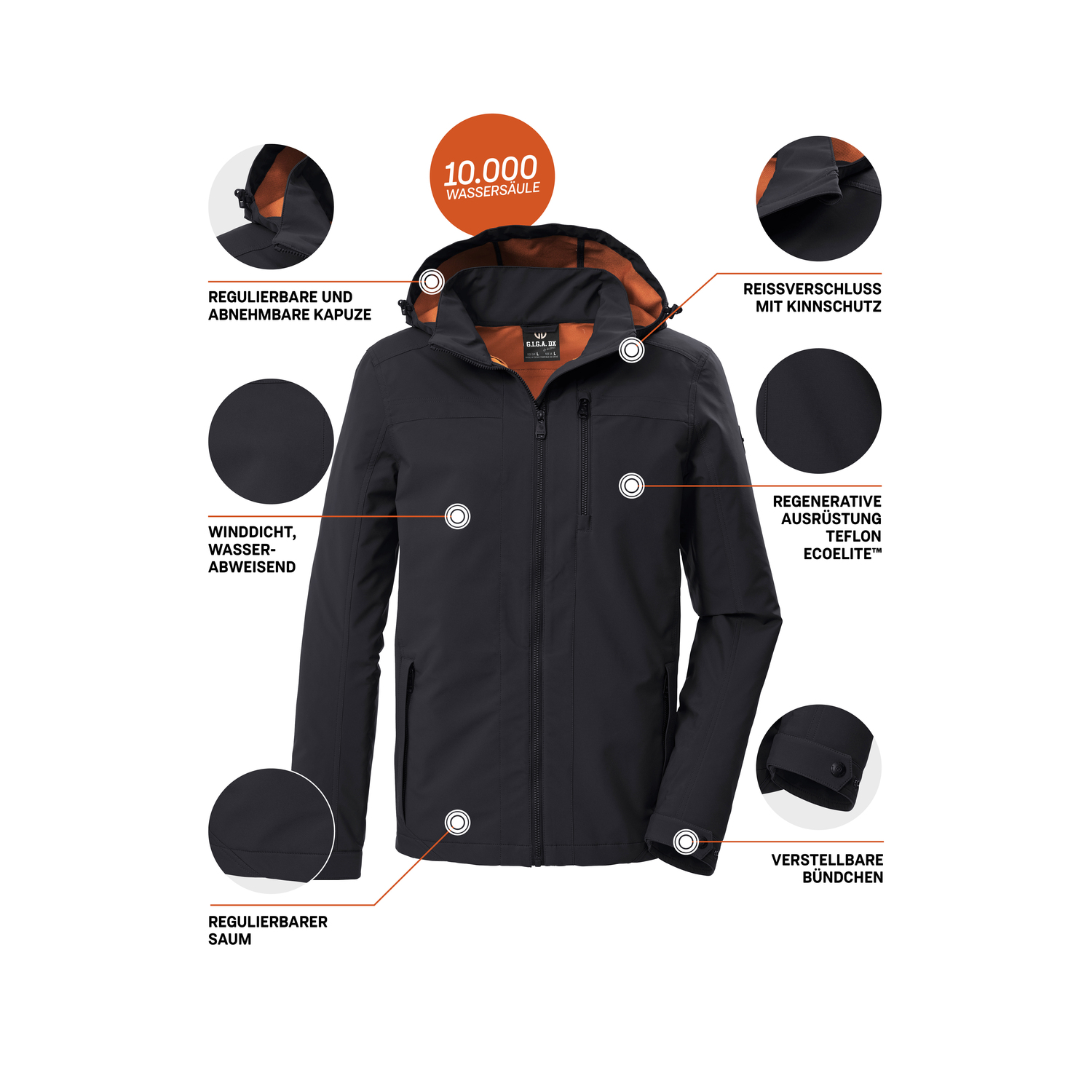 Herren G.I.G.A. DX by killtec Schwarz GS 108 MN SFTSHLL JCKT 00200 4XL Funktionsjacke