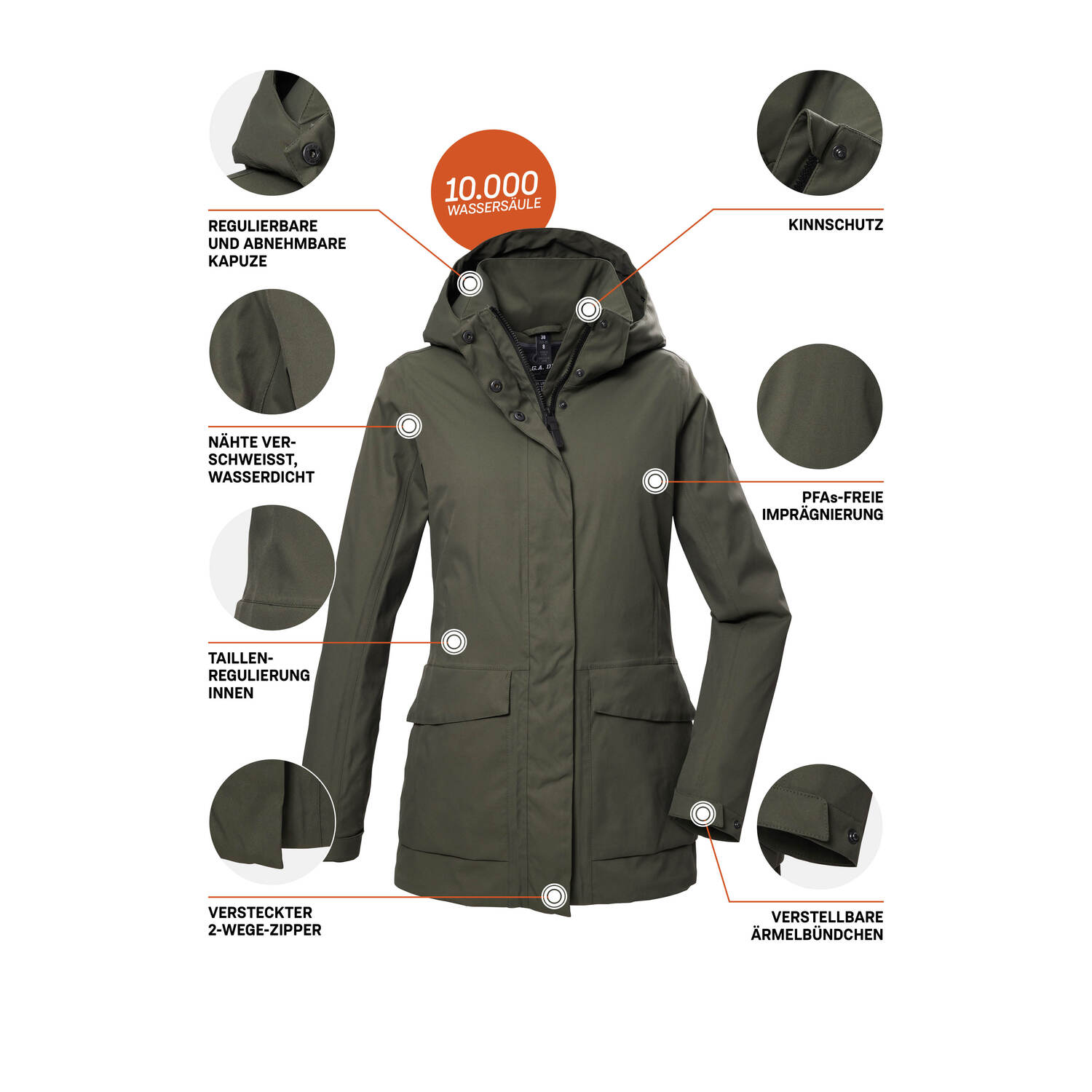 Damen G.I.G.A. DX by killtec Oliv GS 54 WMN JCKT