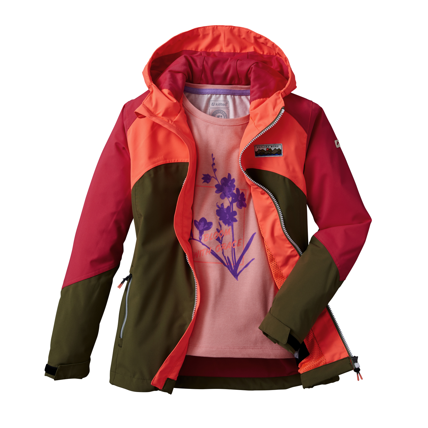 Giacca Antipioggia Killtec Per Bambine E Ragazze - Con Cappuccio, Packable, Poliestere, Tasche Con Zip