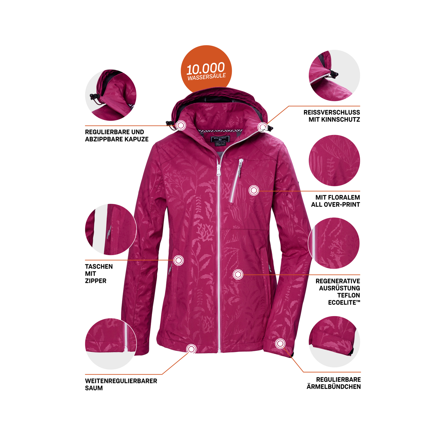 Damen killtec Rot KOS 122 WMN SFTSHLL JCKT FLORA 00499 50 Funktionsjacke