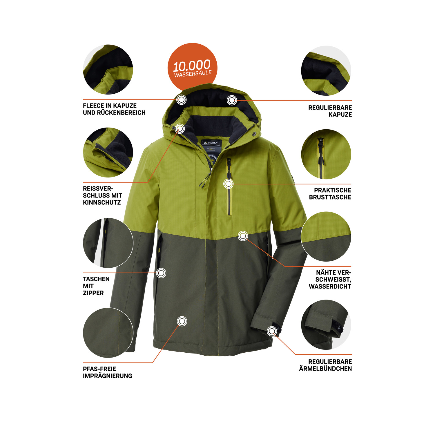 Kinder killtec Khaki KOW 222 BYS JCKT 00719 176 Funktionsjacke