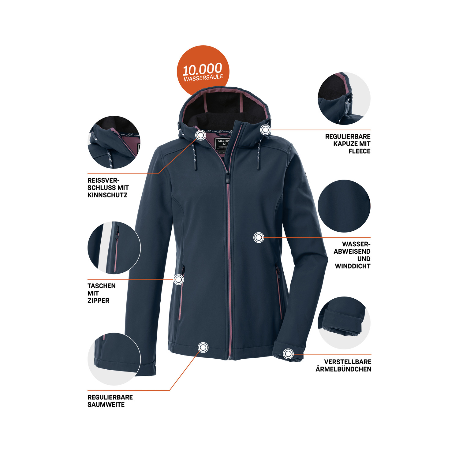 Damen killtec Blau KOW 8 WMN SFTSHLL JCKT 00830 50 Funktionsjacke
