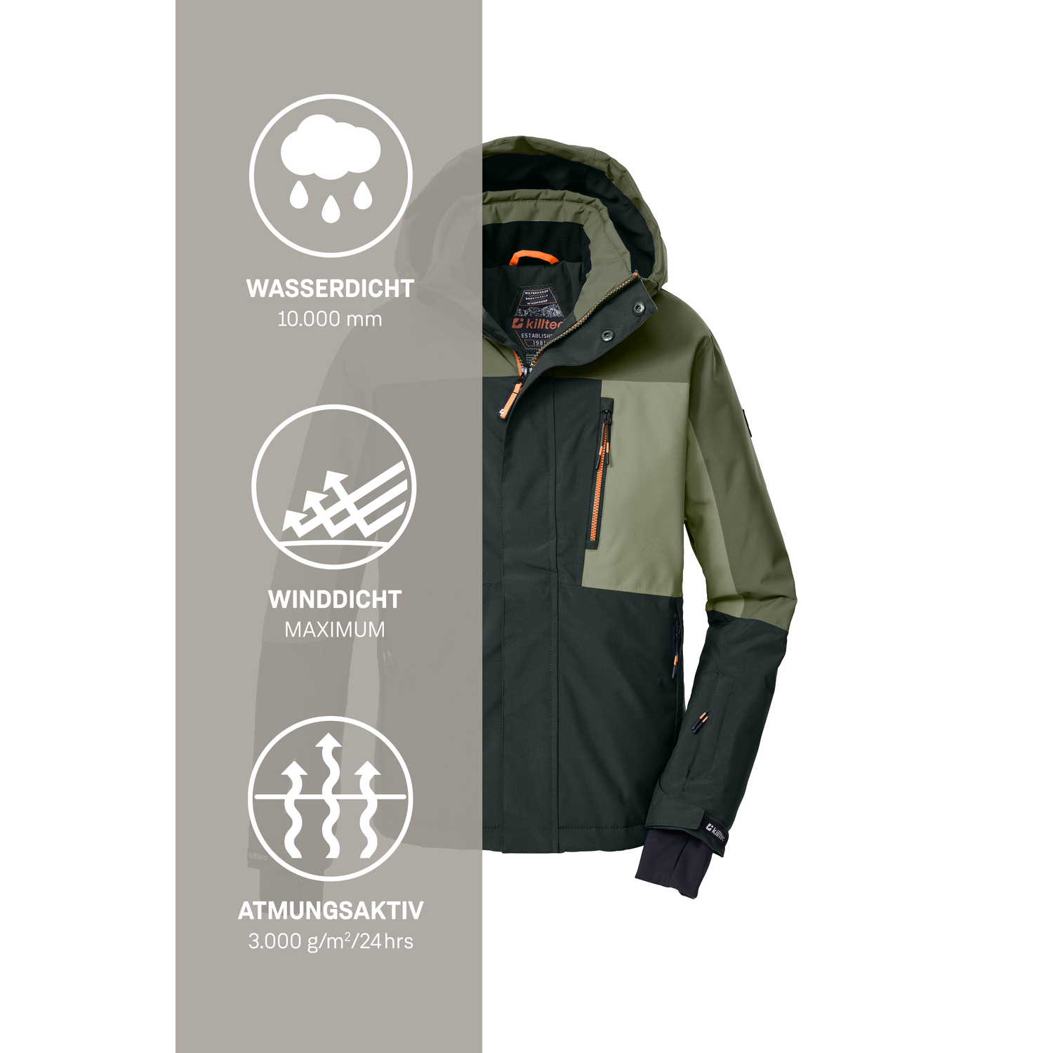Kinder killtec Dunkeloliv KSW 200 BYS SKI JCKT 00756 176 Funktionsjacke