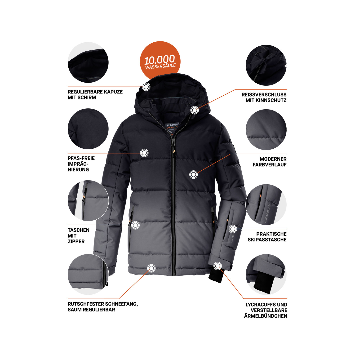 Jungen Kinder killtec Grau KSW 382 BYS QLTD JCKT 00225 176 Funktionsjacke