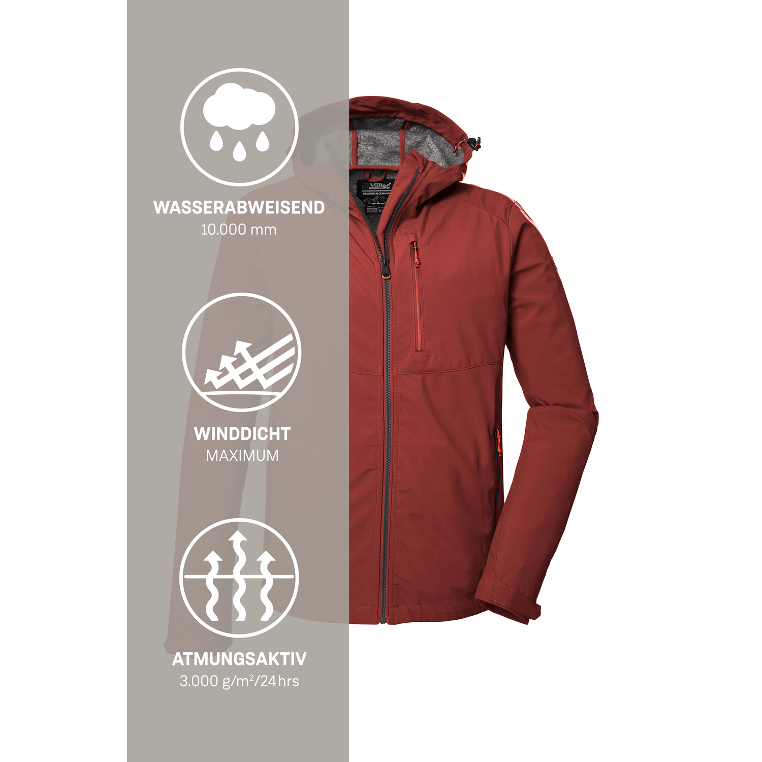 Herren killtec Rot KOS 259 MN SFTSHLL JCKT 00454 4XL Funktionsjacke