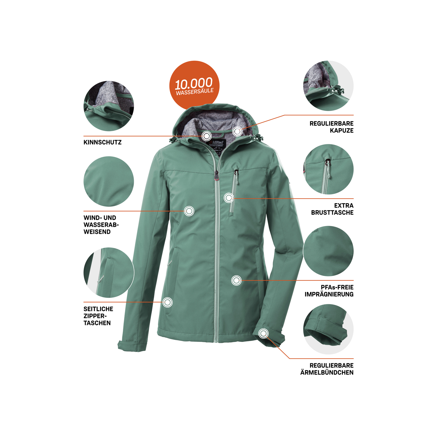 Damen killtec Grün KOS 89 WMN SFTSHLL JCKT 00771 50 Funktionsjacke