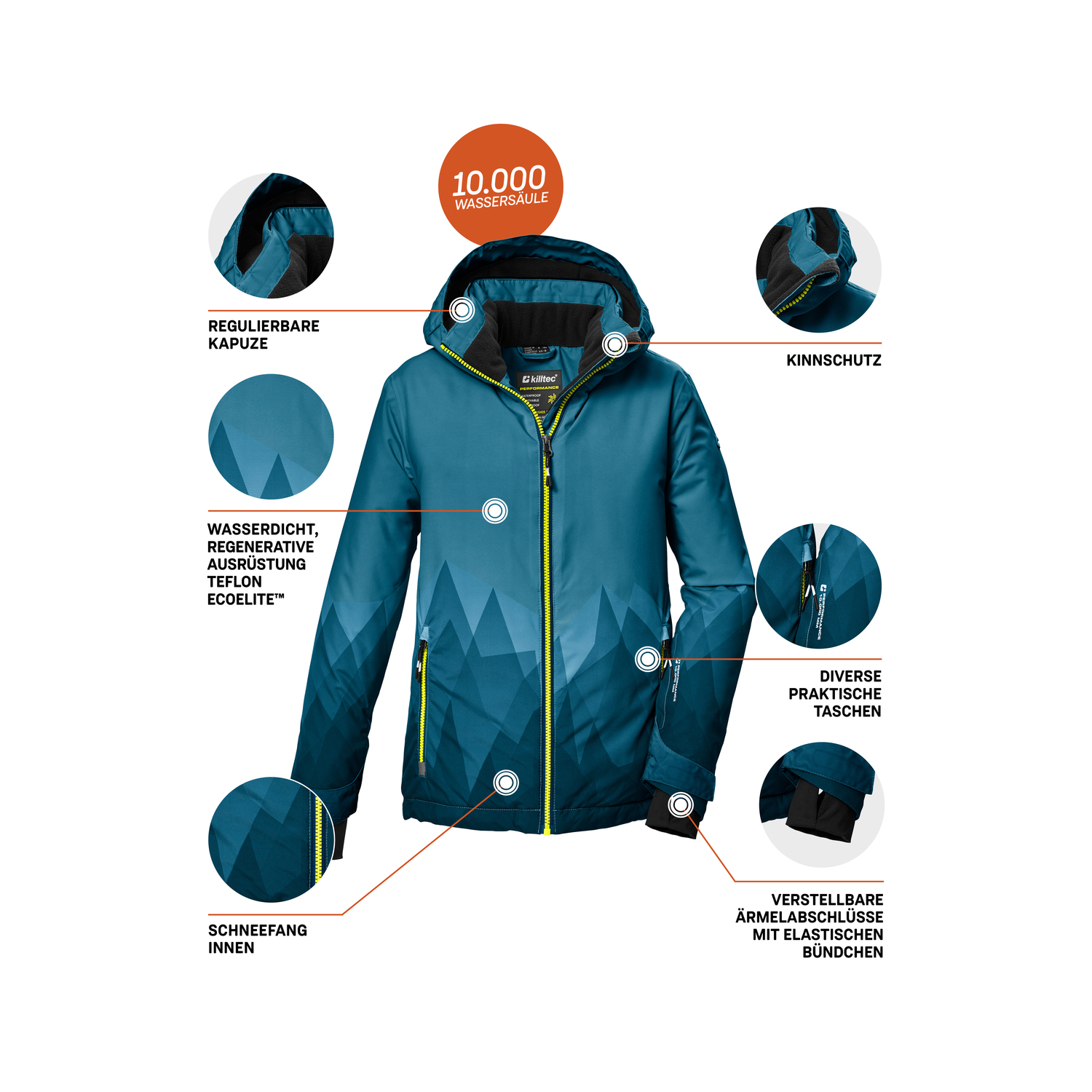 Kinder killtec Blau KSW 383 BYS SKI JCKT 00820 176 Funktionsjacke