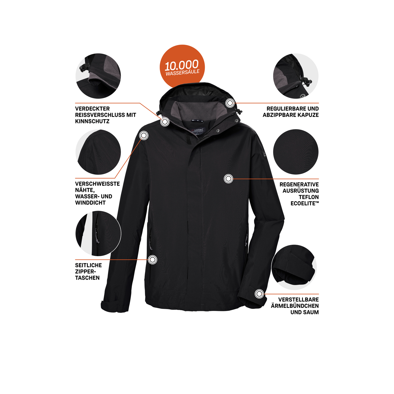 Herren killtec Schwarz KOS 87 MN JCKT_XENIOS 00920 6XL Funktionsjacke