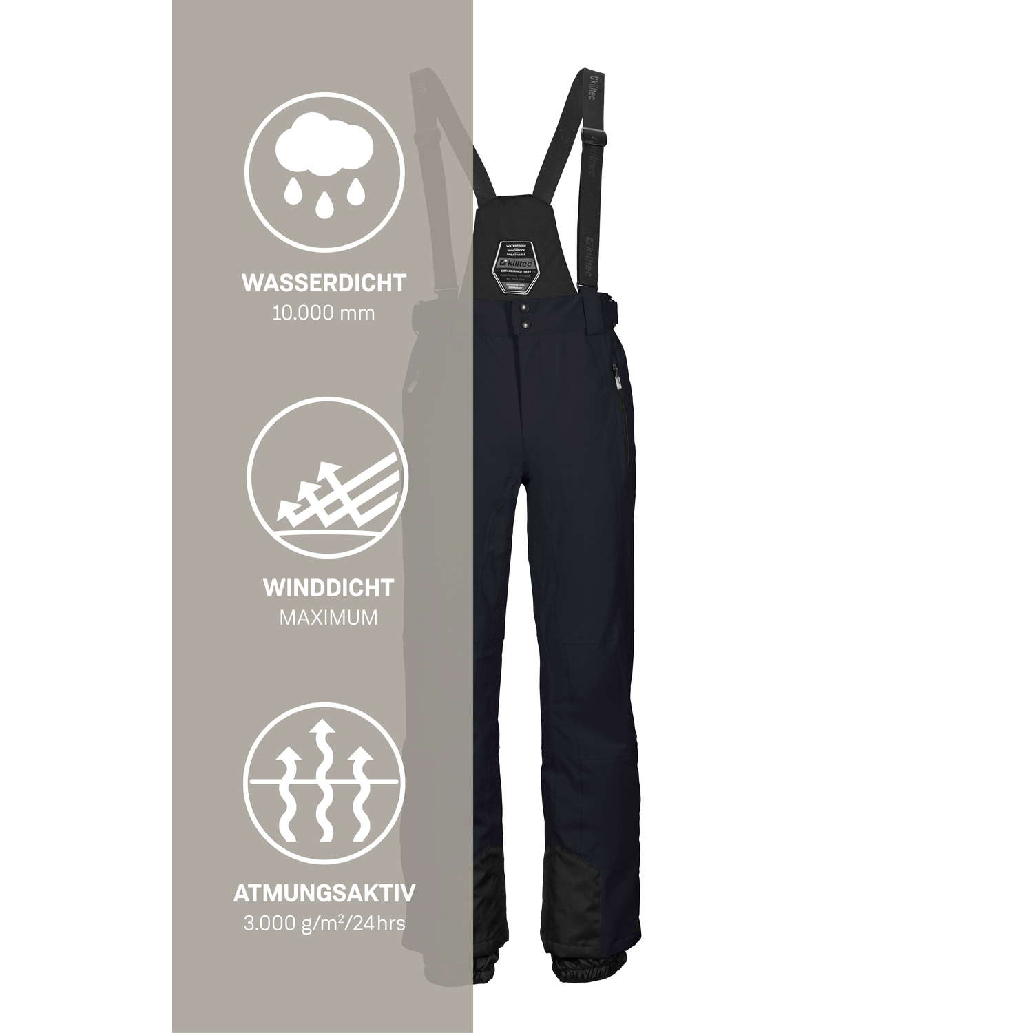 Herren killtec Schwarz KSW 100 ENOSH MN SKI PNTS 00269 6XL Latzhose