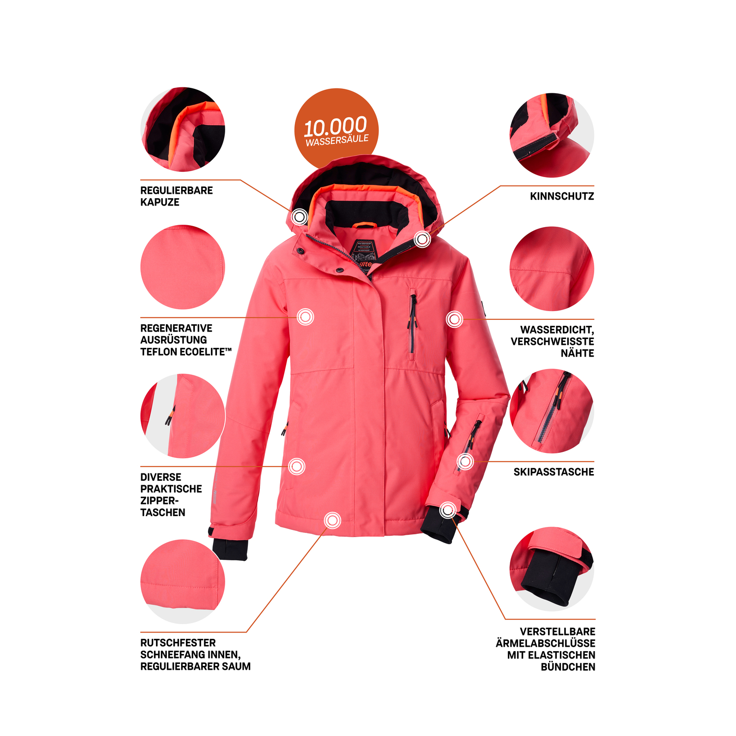 Kinder killtec Pink KSW 205 GRLS SKI JCKT 00551 176 Funktionsjacke