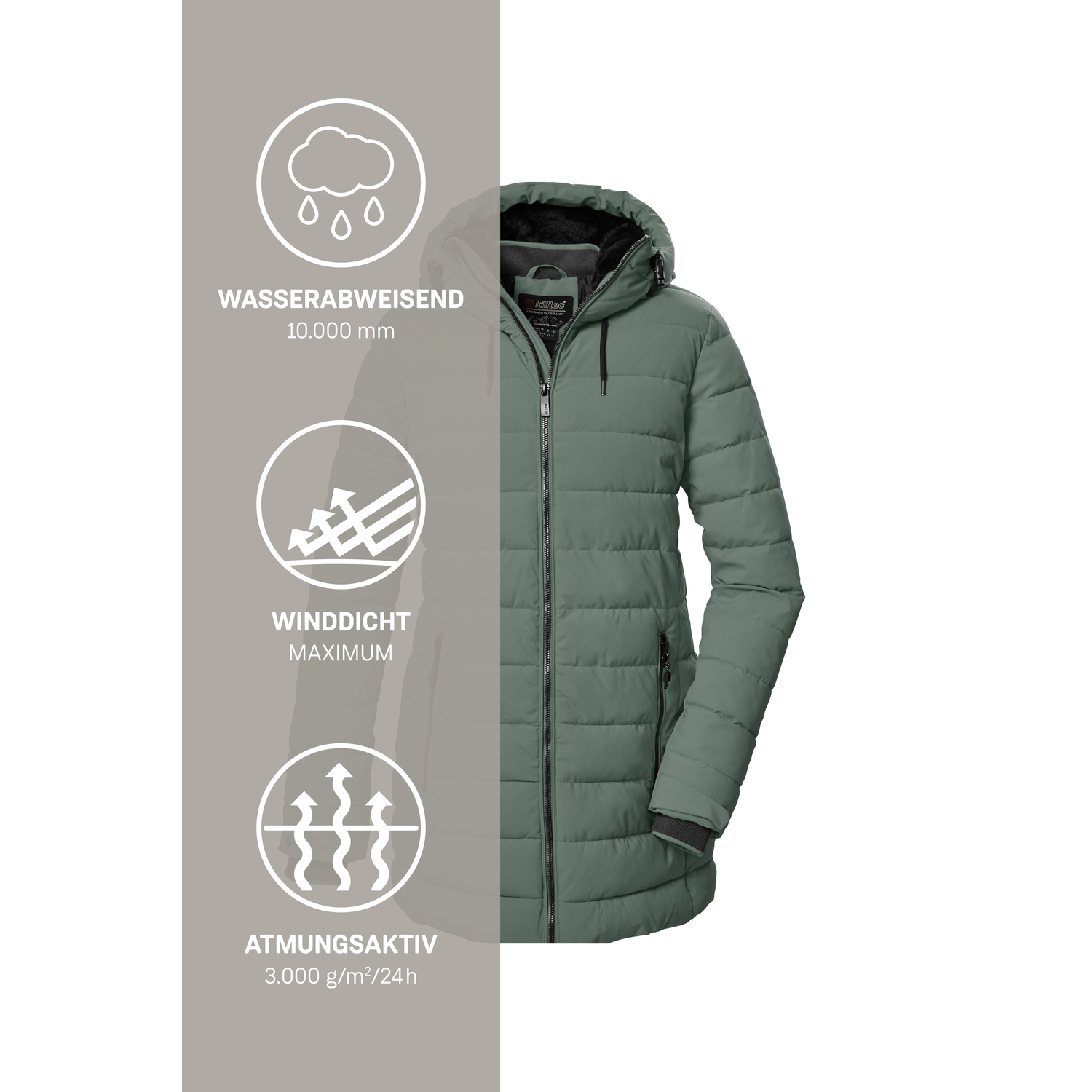Damen killtec Grün KOW 55 WMN QLTD PRK 00738 50 Mantel