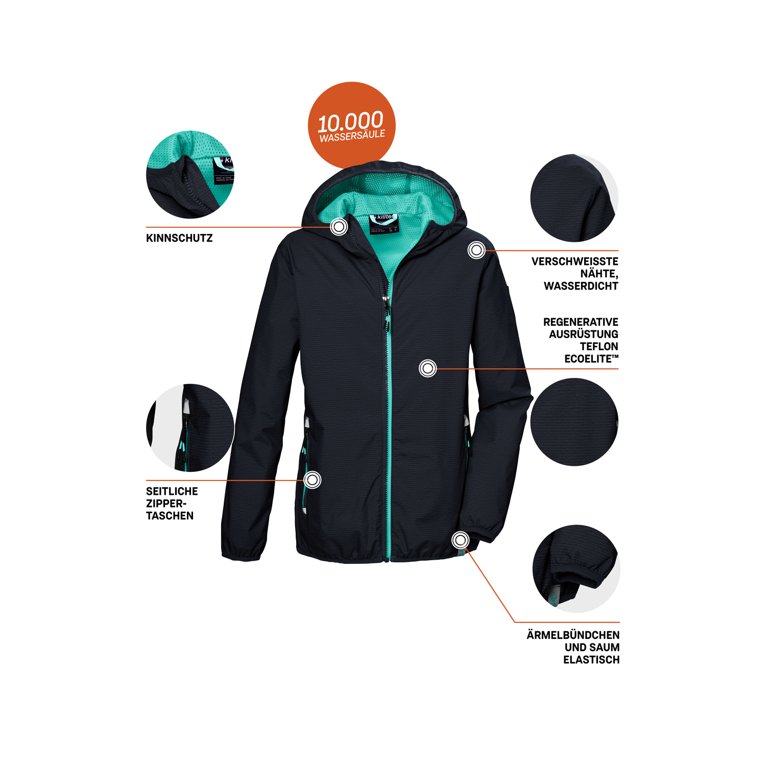 Mädchen killtec Blau KOS 138 GRLS JCKT 00814 176 Funktionsjacke
