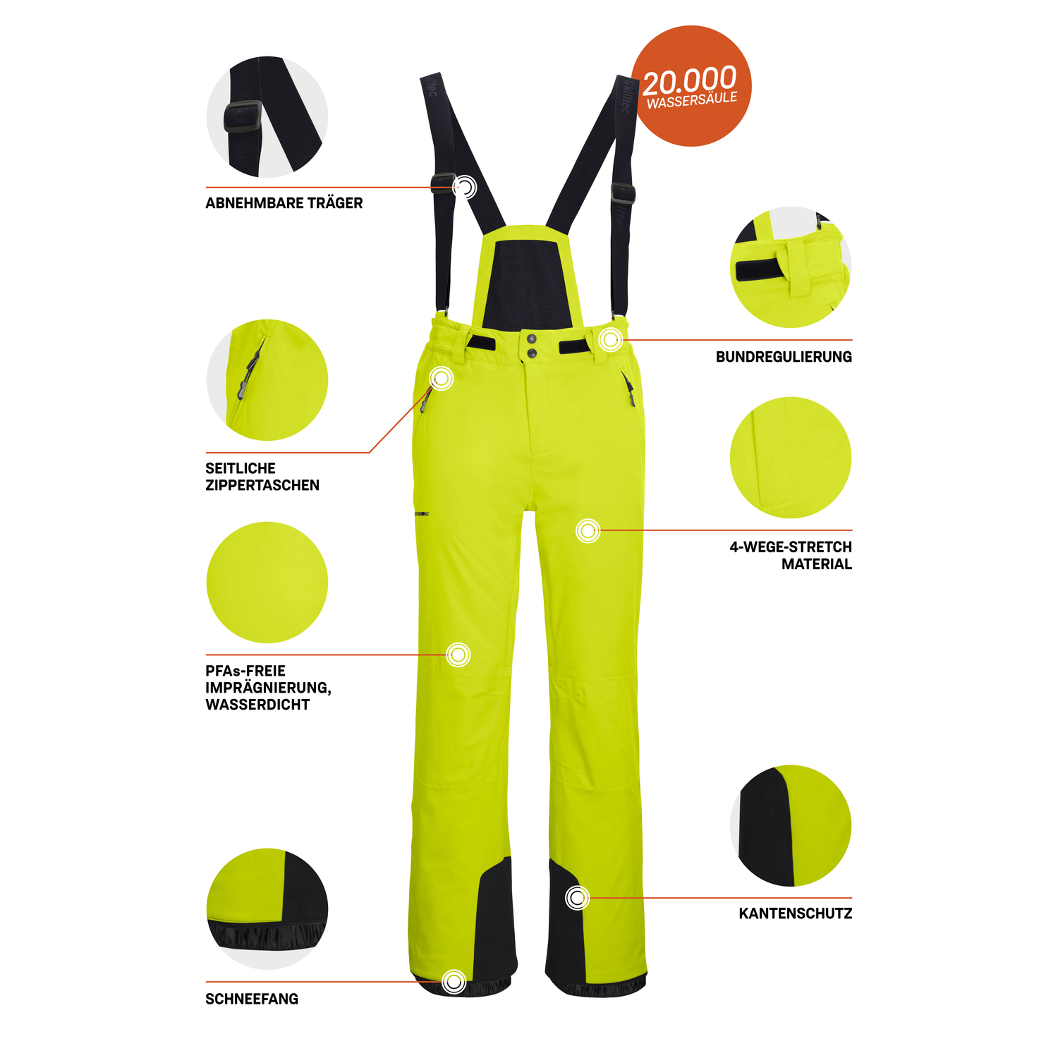 Herren killtec Grün KSW 52 MN SKI PNTS 00766 4XL Hose