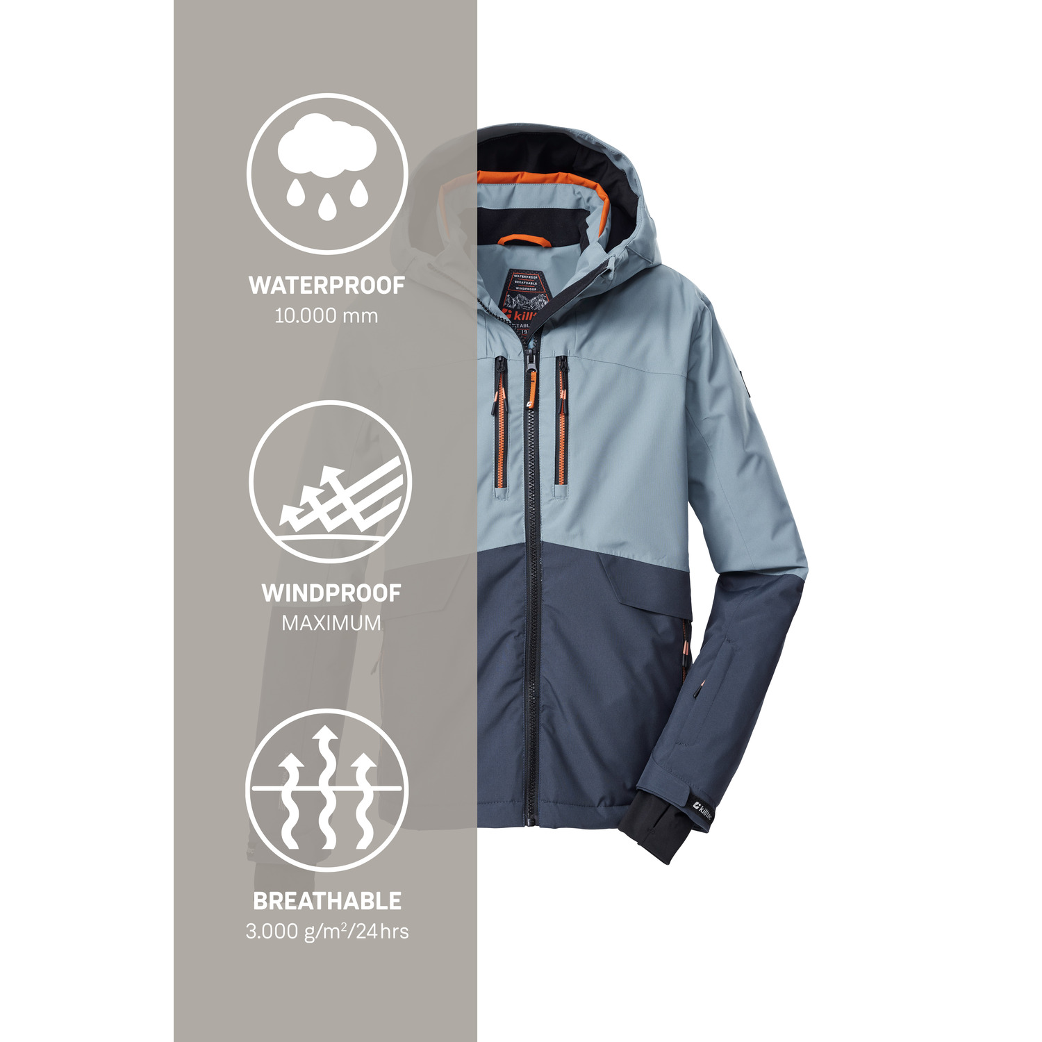 Kinder killtec Rauchblau KSW 201 BYS SKI JCKT 00823 176 Funktionsjacke