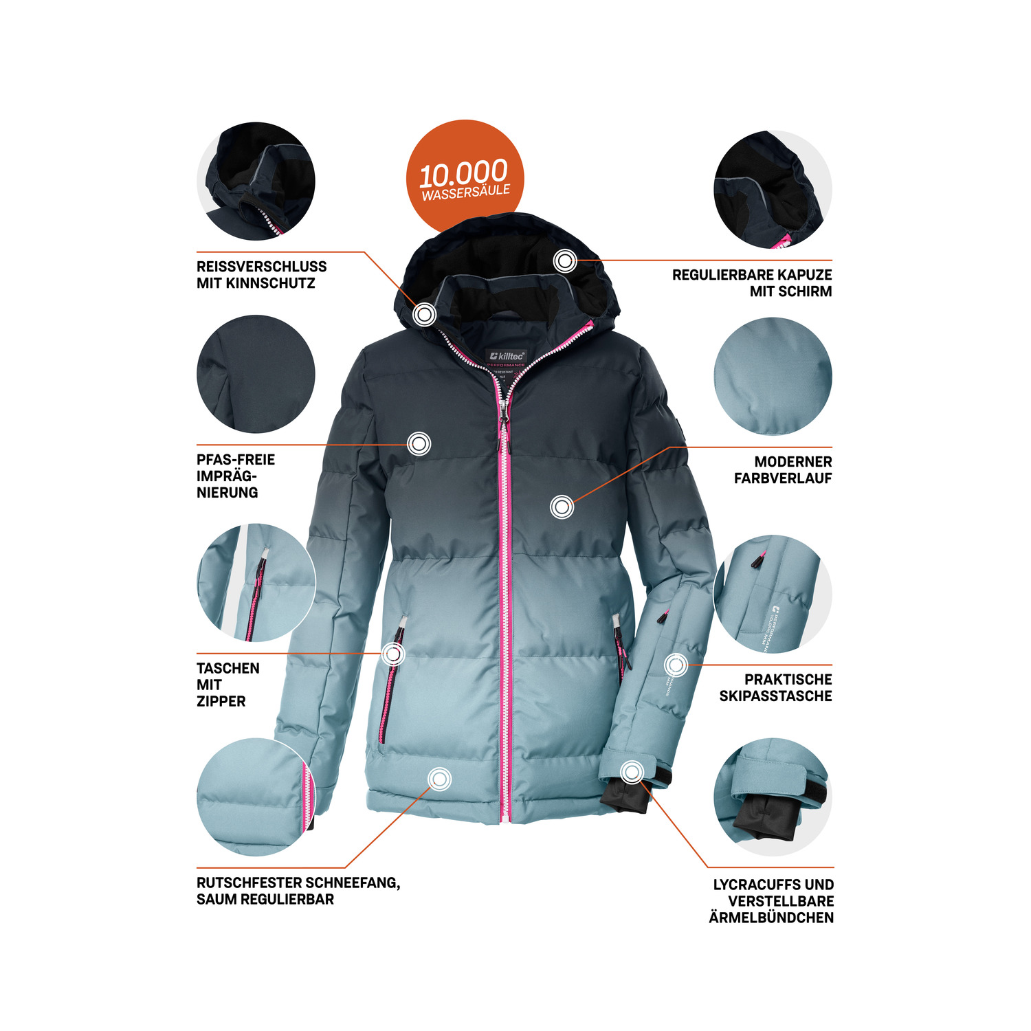 Kinder Mädchen killtec Hellblau KSW 330 GRLS SKI QLTD JCKT 00661 176 Funktionsjacke