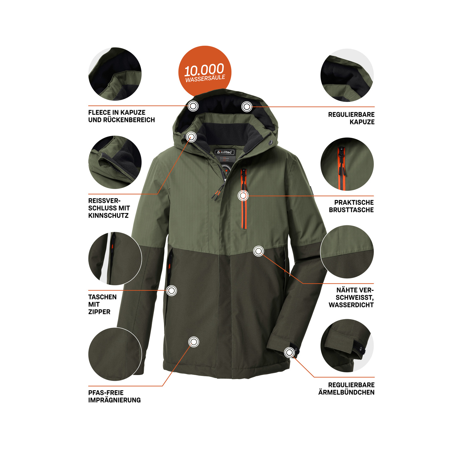 Kinder killtec Oliv KOW 222 BYS JCKT 00733 176 Funktionsjacke