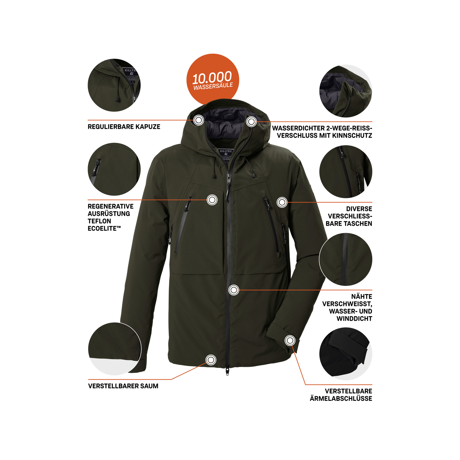 Herren killtec Dunkeloliv