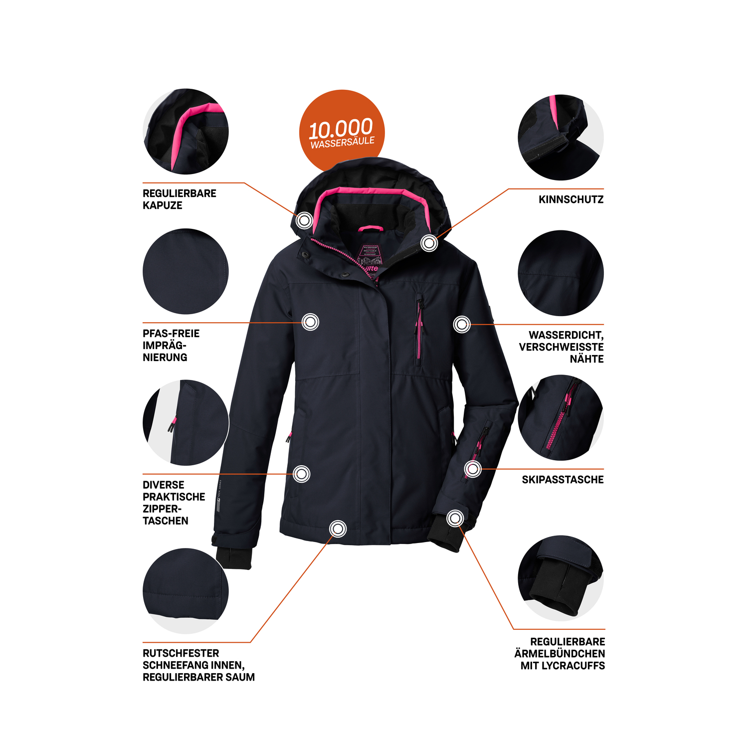 Kinder killtec Schwarz KSW 205 GRLS SKI JCKT 00269 176 Funktionsjacke