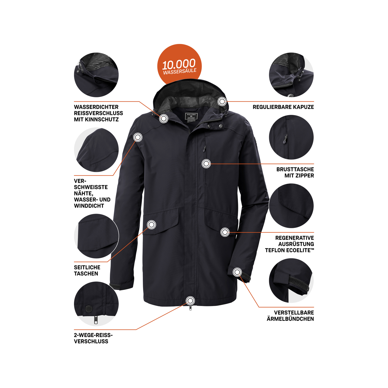 Herren killtec Schwarz KOS 58 MN JCKT Funktionsjacke