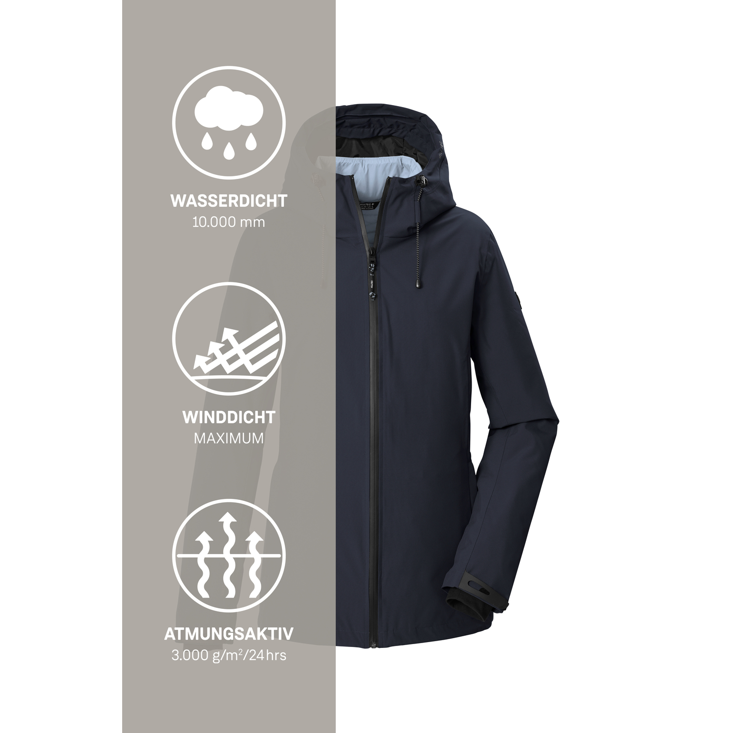 Damen killtec 3 in 1 Funktionsjacke mit Kapuze Funktionsjacke