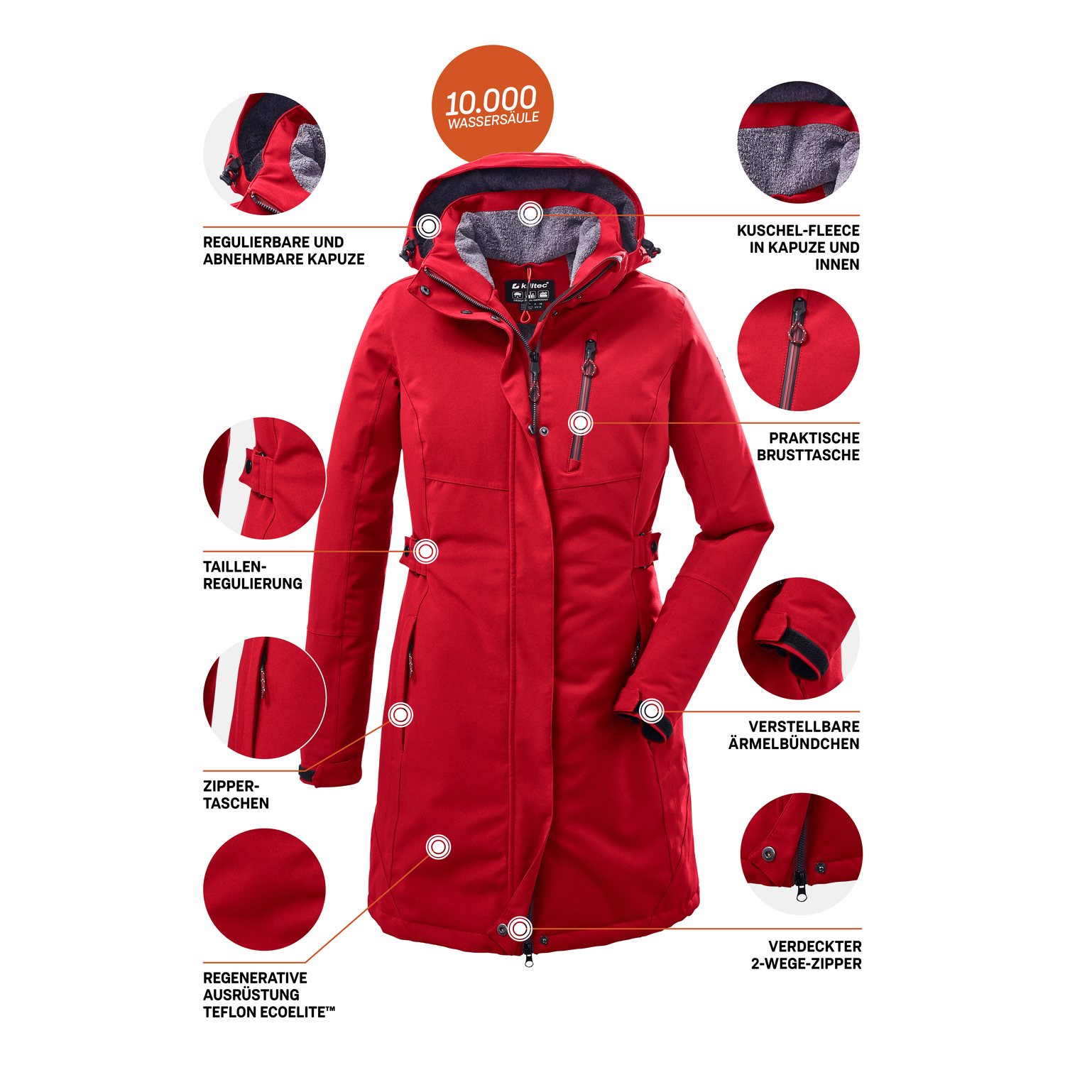 Damen killtec Fire Red