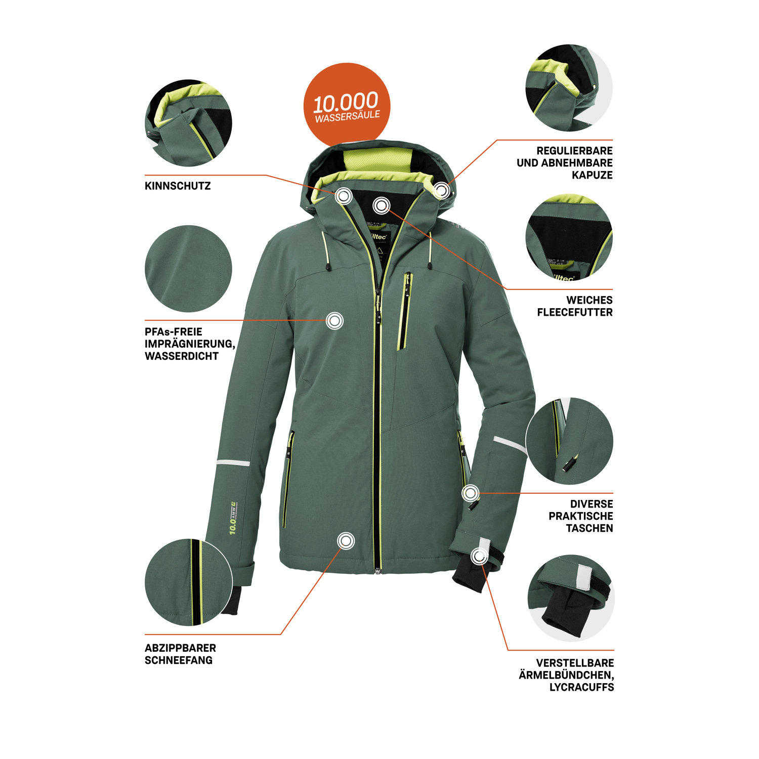 Damen killtec Grün KSW 81 WMN SKI JCKT 00738 50 Funktionsjacke