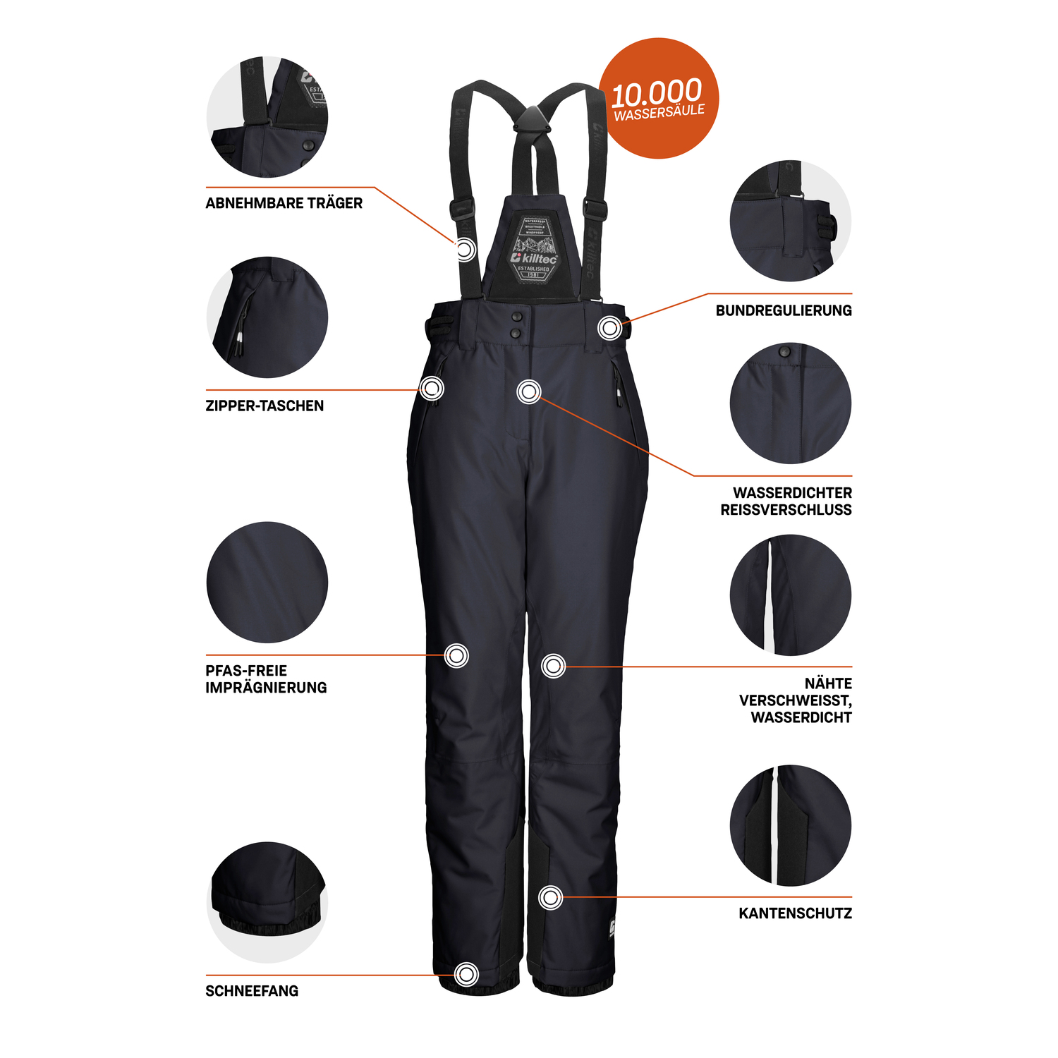 Kinder killtec Schwarz KSW 213 GRLS SKI PNTS 00269 176 Latzhose