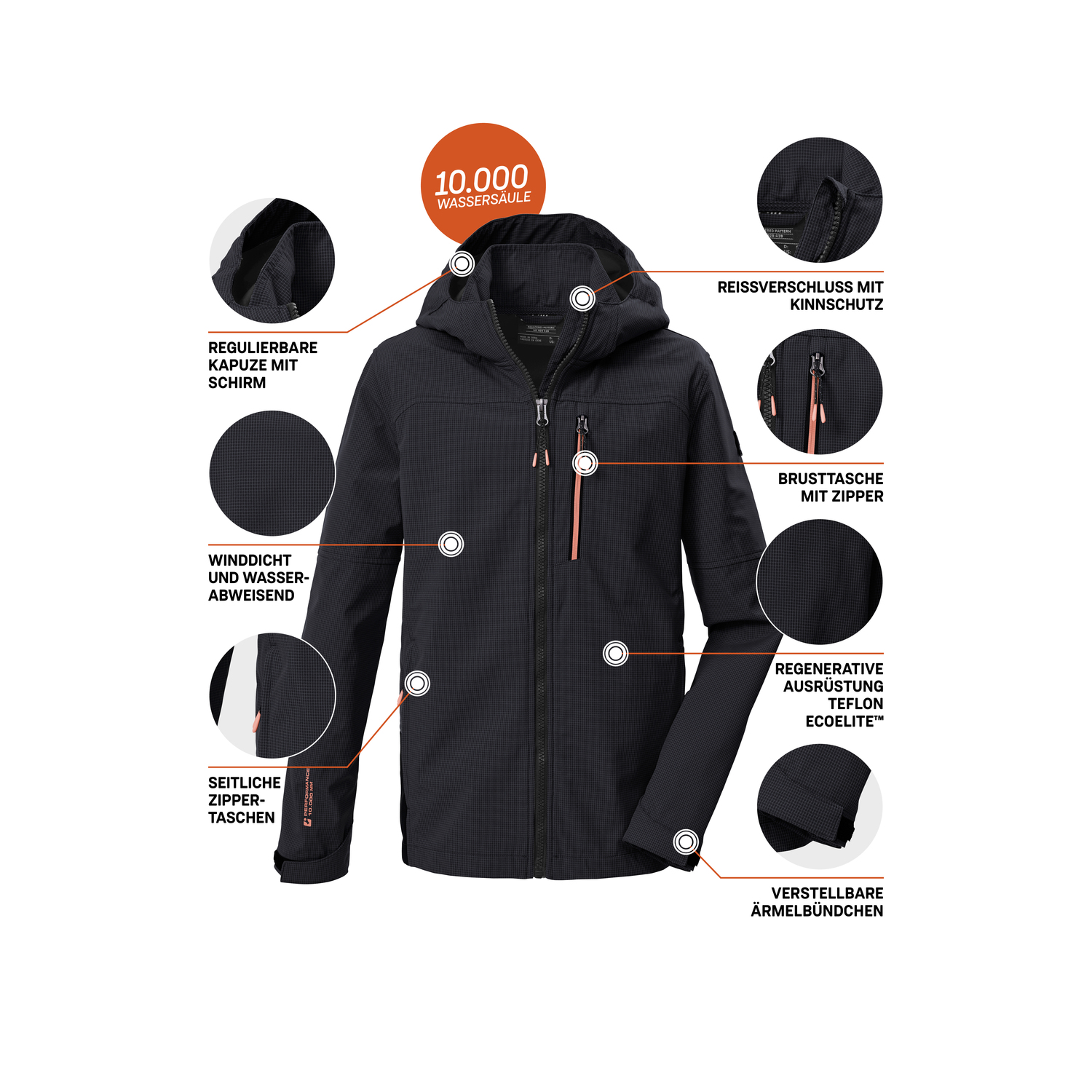 Kinder killtec Schwarz KOS 143 BYS SFTSHLL JCKT Funktionsjacke