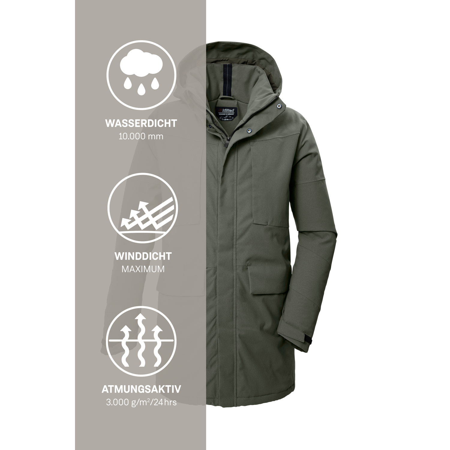 Herren killtec Oliv KOW 80 MN PRK Mantel