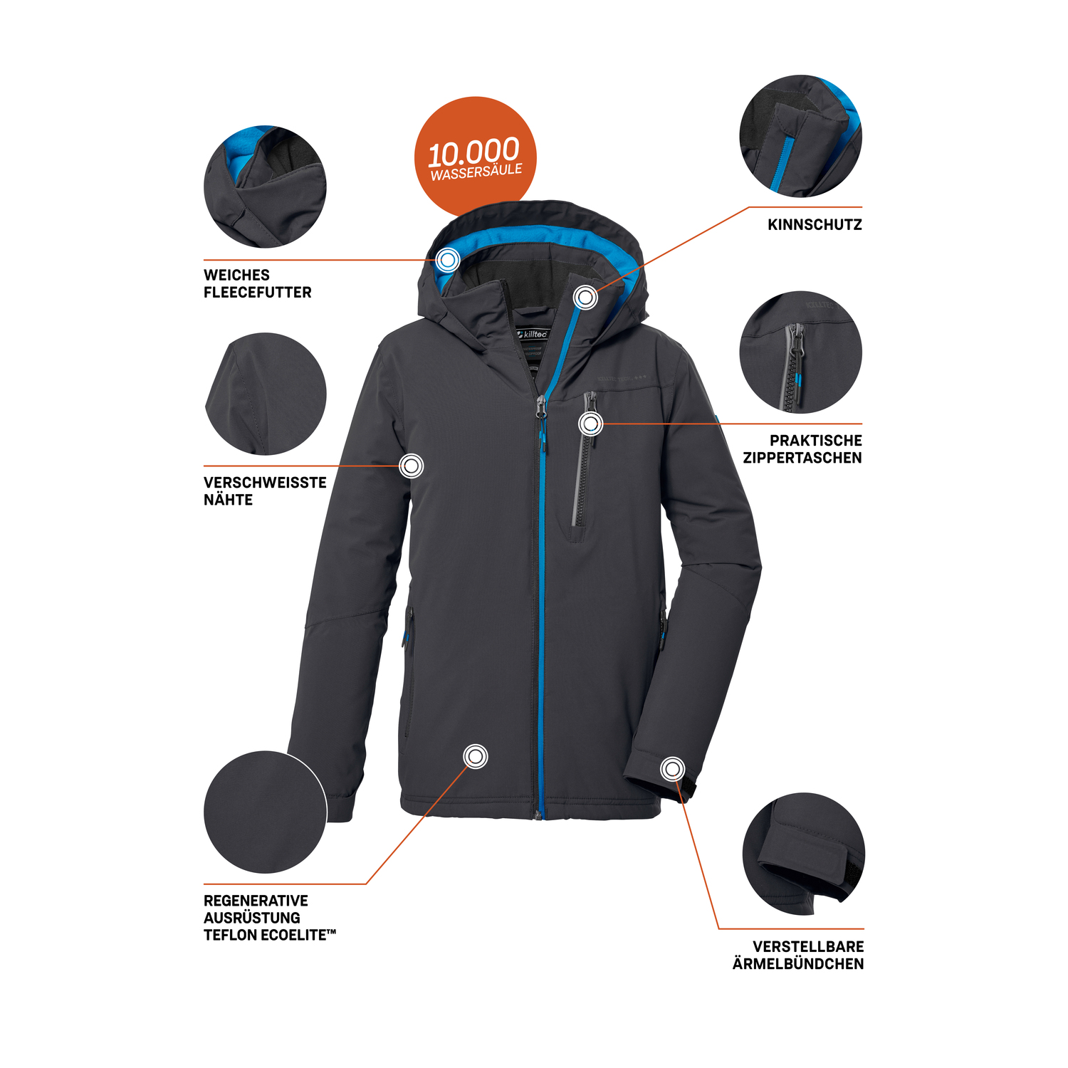Jungen Kinder killtec Schwarz KOW 159 BYS JCKT 00270 176 Funktionsjacke