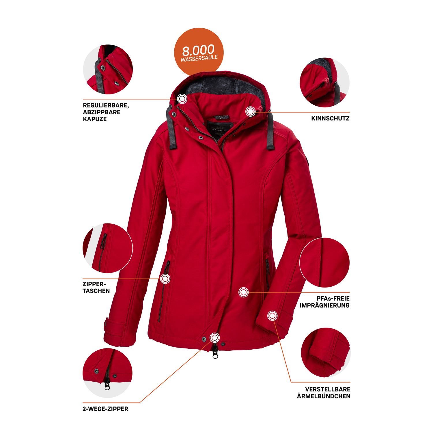 Damen G.I.G.A. DX by killtec Rot GW 23 WMN SFTSHLL JCKT 00400 50 Funktionsjacke