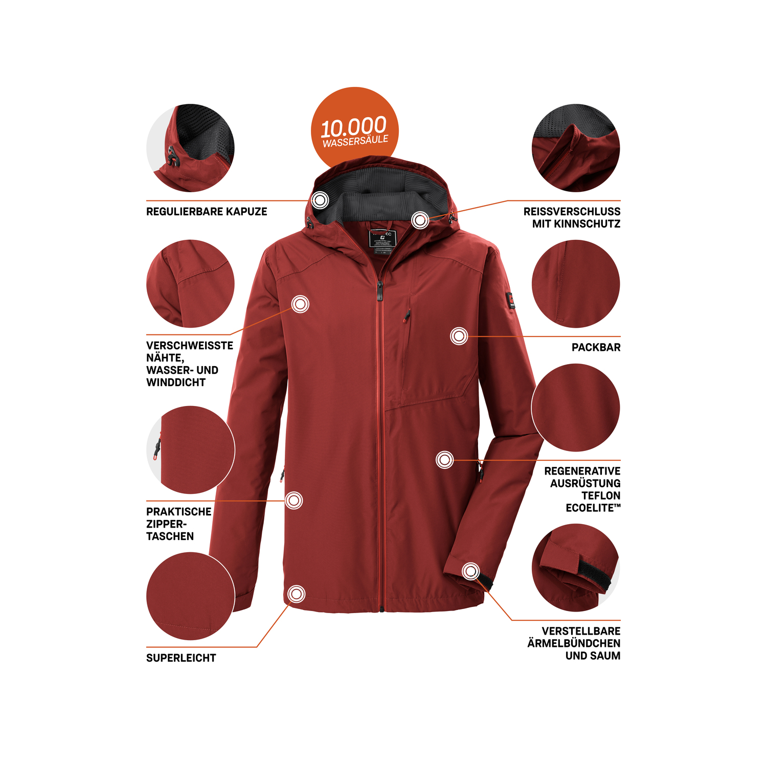 Herren killtec Rot KOS 56 MN JCKT 00454 4XL Funktionsjacke