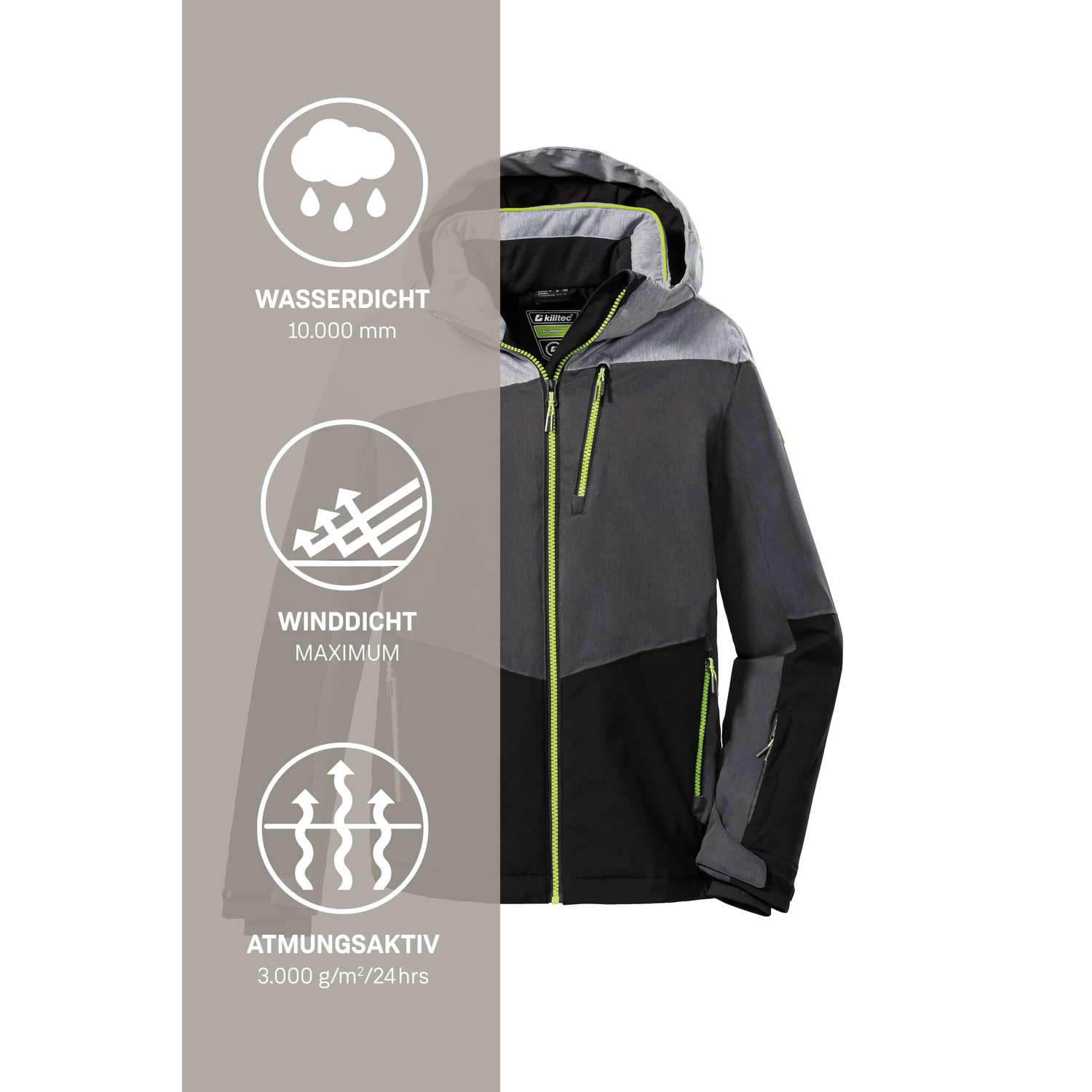 Jungen Kinder killtec Dunkelgrau KSW 161 BYS SKI JCKT 00211 164 Funktionsjacke