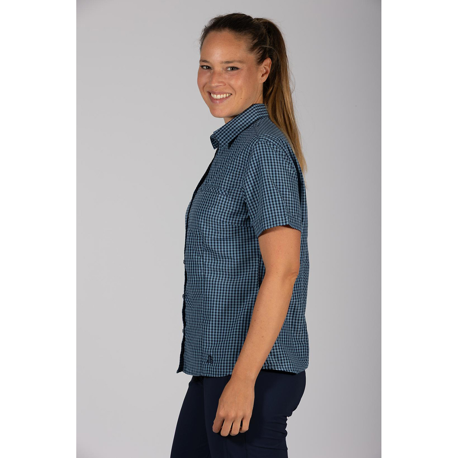 Damen Maul Sport Hellblau Sandnes XT - 1/2 Bluse kariert 79 52 Bluse