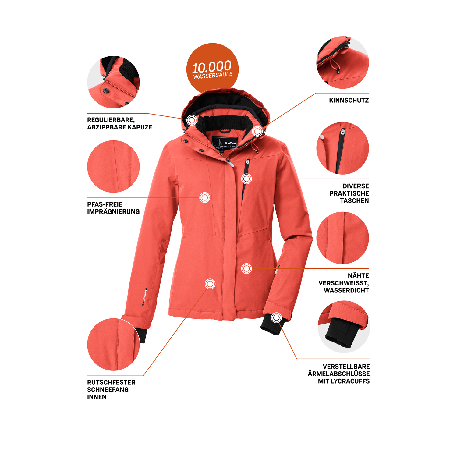 Damen killtec Orange KSW 25 WMN SKI JCKT 00642 50 Funktionsjacke