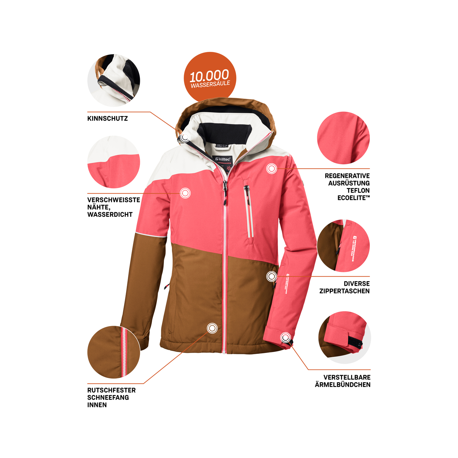 Mädchen Kinder killtec Orange KSW 331 GRLS SKI JCKT 00965 176 Funktionsjacke