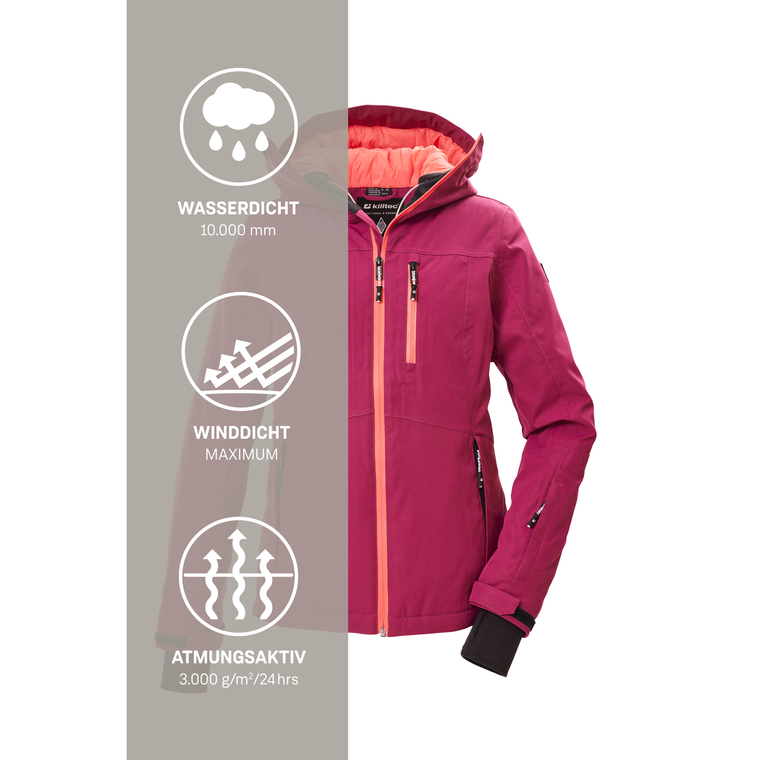 Damen killtec Pink  KSW 276 WMN SKI JCKT