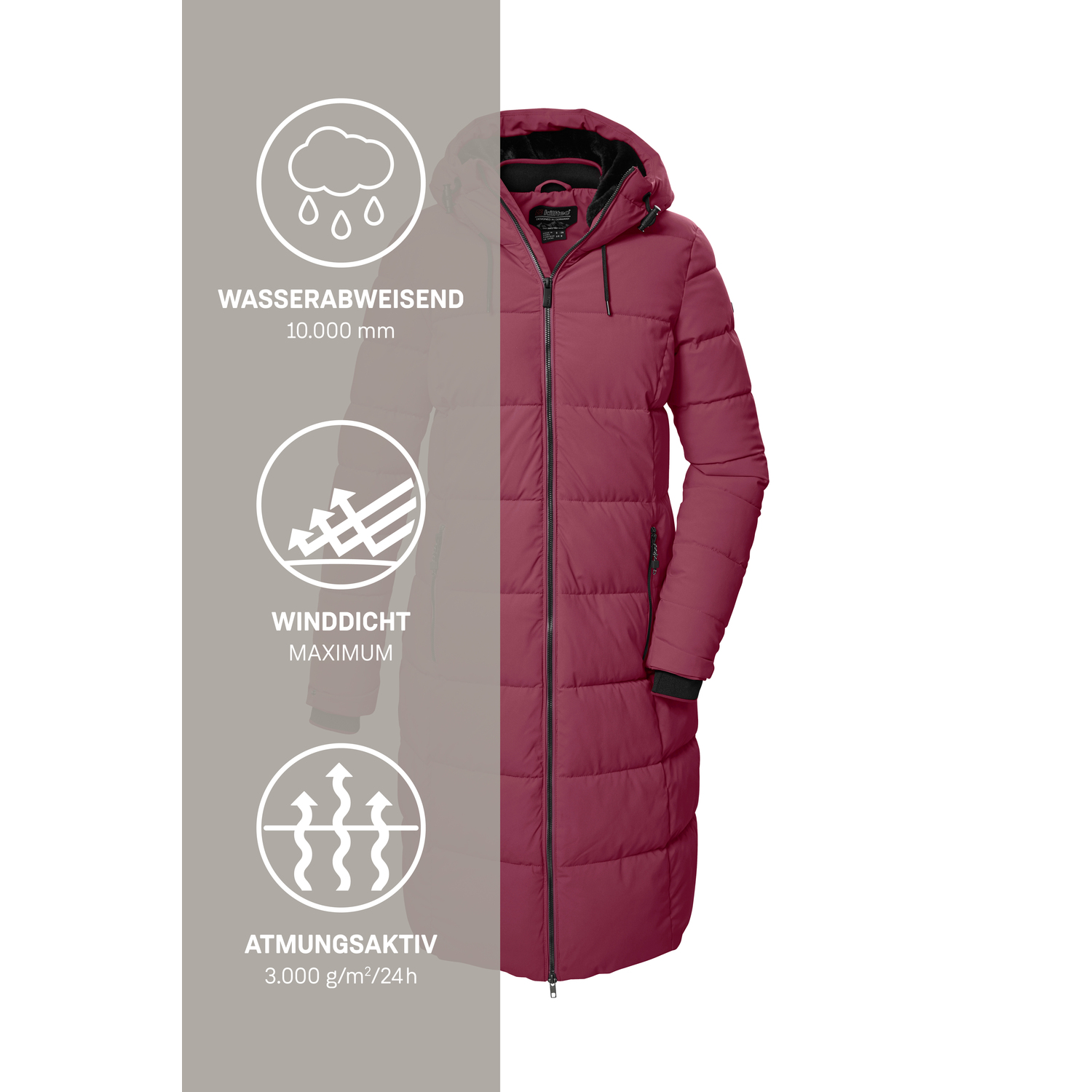 Damen killtec Pflaume KOW 56 WMN QLTD CT 00458 50 Mantel