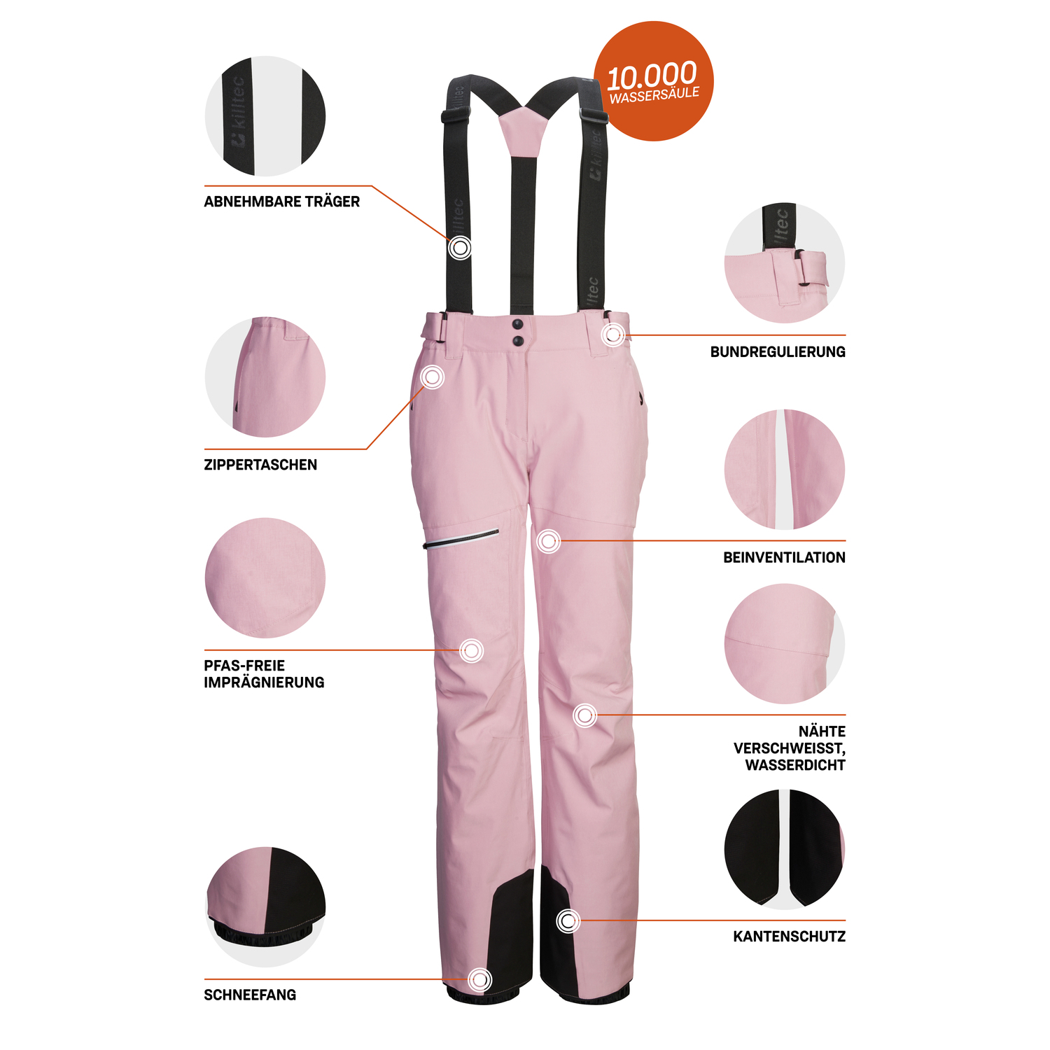 Damen killtec Rot KSW 60 WMN SKI PNTS 00401 46 Hose